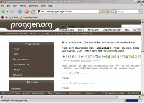Firefox 2 auf Proggen.org