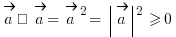 \vec{a} • \vec{a} = {\vec{a}}{}^2 = \delim{|}{\vec{a}}{|}{}^2 \ge 0